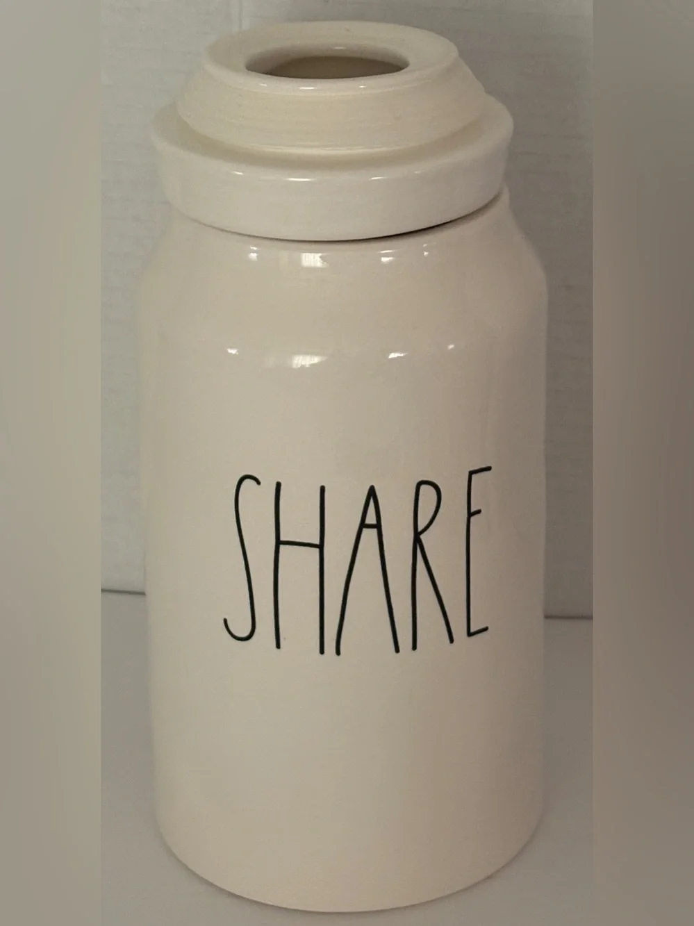 Rae Dunn Artisan Collection by Magenta “SHARE” Ceramic Canister with Suction Lid